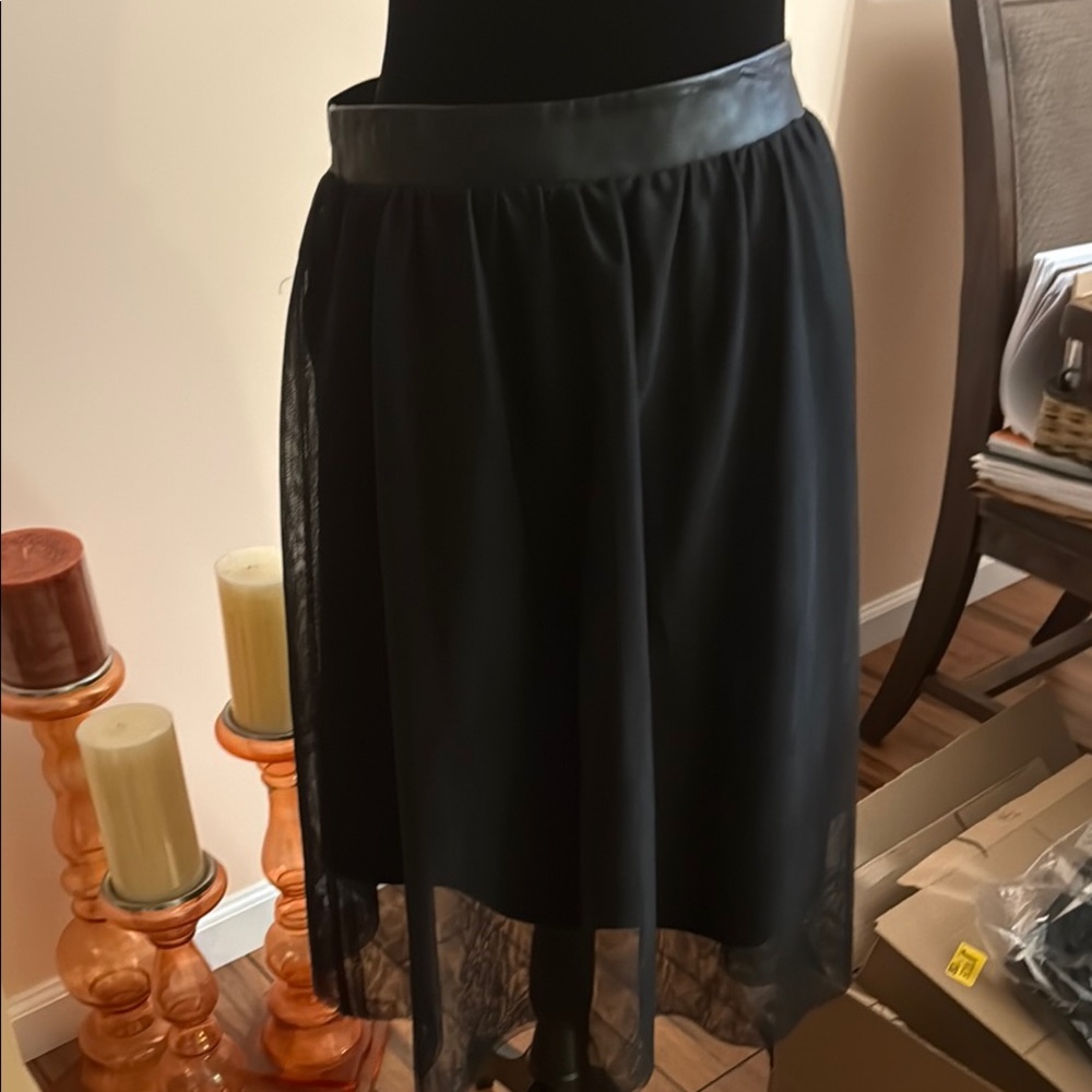 Kenzie Black Asymmetrical A-Line Midi Skirt